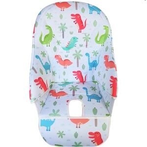Dinosaur Print Baby High Chair Cover - White with Red, Blue & Green Dinosaurs